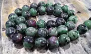 Natural South African Ruby in Zoisite, 10mm, Approx 40 pce, Undyed, Free post