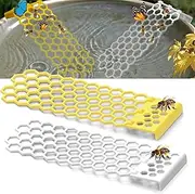 Zalizr 2 Pack Floating Bee Ladder for Bee Cups, Honeycomb Design, Foldable Bee Waterer, Butterfly and Insect Water Station, Floating Ladder for Pollinators for Garden & Bird Baths (Yellow+White)