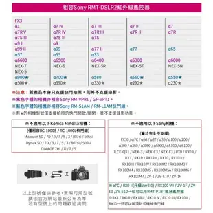 JJC副廠Sony紅外線遙控器RM-DSLR2(相容索尼原廠RMT-DLSR2和RMT-DLSR1)適a9 a7 r s II III a6600