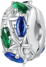 [Teleye] Starfish Positioning Buckle Charm 925 Sterling Silver Charm Fits For Pandora Bracelet Necklace,BSC847, Cubic Zirconia, Created Cubic Zirconia
