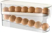 ZeJlo Egg Holder For Refrigerator, Space-Saving Rolling Eggs Dispenser for Refrigerator Storage, Made of Sturdy, Clear PTE Material, Holds 12 Large Eggs, Weighs 1.1 lbs
