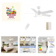 Ceiling Fans with Lights, 44 inch White Ceiling Fan with Remote, Modern Ceili...