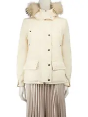 Ecru Fur Trimmed Padded Coat