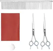 Dog Grooming Scissors Kit, Stainless Steel Dog Grooming Scissors, Grooming Shears Kit with Comb, Straight Scissors, Curved Scissors for Dogs and Cats