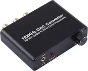Optical Cable Adapter 192KHz DAC Converter HD HiFi Optical to RCA+3.5mm Headphone 5.1 Channel Digital Audio Converter with Volume Control