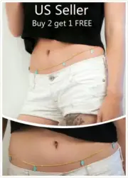 Women Waist Chain Belly Bikini Body Jewelry Rhinestone Back Chain Beach Style K