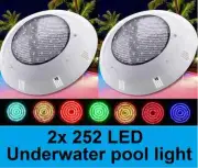 NEW 2x 252 LED SWIMMING POOL STRONG LIGHT RGB WITH 7 COLOUR REMOTE CONTROL