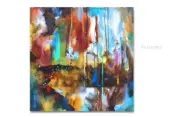 original mike Lang painting home decorates abstract art multicolor verticals ang