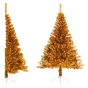 NNEVL Artificial Half Christmas Tree with Stand Gold 180 cm PET
