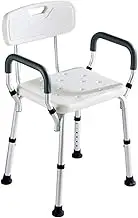 FFSPIIO Shower Bath Stools, Adults Elderly Disabled Bathroom Chair with Backrest Handle Anti-Slip Legs Adjustable Height Shower Seat Shower Chair