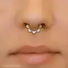 14K Solid Gold Septum Ring with Clicker 16g Nose Hoop Piercing Jewelry for Women