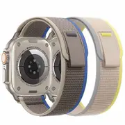 2X Trail Loop Wristband For Apple Watch 8 /7 /SE /6 /5 /4 /3 /2 /1 Ultra Strap Wrist Band 38mm 40mm 41mm- Yellow/Beige + Blue/Grey