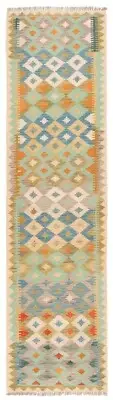 Kilim Afghan Handwoven Oriental Rug 294x79cm - Runner, Kilim, Carpet, Rug, Beige