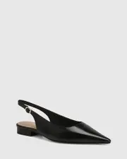Mera Black Leather Slingback