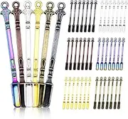 48 Pcs Mini Metal Spoons, Spice Spoons, Tiny Spoons for Powder, Snuff Necklace with Spoon, Shovel Keychain for DIY Spices, Herbs, Powder, Coffee, Sugar (colorful)