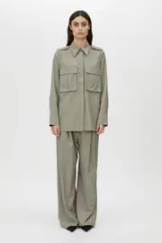 Drew Wool Shirt in Mottled Stone - CAMILLA AND MARC® C&M