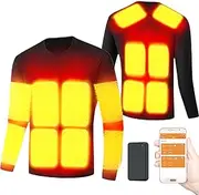 [IMYOGI] Cozy Heated Underwears for Men Women, 3 Heating Level APP Control Battery Powered Thermal Base Layer for Cold Weather