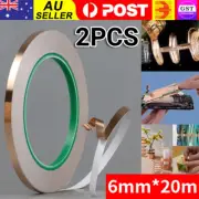 2x Conductive Copper Adhesive Foil High Heat Temperature Tape 6mm*20m AU STOCK