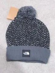 The North Face Kids Girls Chevron Fleece Lined Beanie Pom Hat