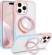 YINLAI Magnetic Case for iPhone 15 Pro Case, [Compatible with MagSafe] with 360° Rotatable Ring Stand Slim Shockproof Protective Phone Cases for iPhone 15 Pro 6.1",Pink+Blue