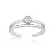 925 Sterling Silver Natural Diamond Dual Band Adjustable Toe Ring