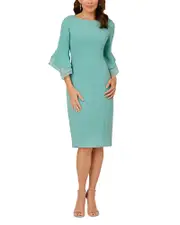 Adrianna Papell Knit Crepe Tiered Sleeve Dress