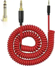 Saipomor NC700 AUX Cord 2.5mm to 3.5mm&6.35mm Coiled Audio Cable Compatible with Bose QuietComfort 25 QC35 QC35II QC45 On-Ear2 OE2 OE2i Soundlink SoundlinkII SoundTrue Headphones(6~16ft/Red)