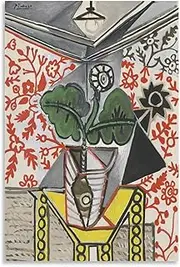 Pablo Picasso Poster《Interior with Flower Pot》Canvas Wall Art Pablo Picasso Prints Pablo Picasso Painting for Home Picture Decor 50x70cm No Frame