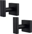 2 Pack Towel Hooks for Bathroom, Wall Mount Towel Holder, Black Matte Wall Robe