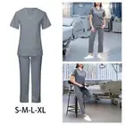 Women's Scrubs Set Stretchy V Neck Scrub Tops and Pants Workwear Pet Groomer