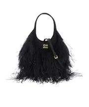 Feather detail shoulder bag One size black