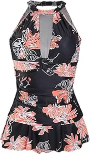 [N\C] Women's Swimsuit, Bikini Swimsuit, Hollow Swimsuit, Belly Control Swimsuit, V-Neck Transparent Mesh Pleated Swimsuit, Women's Knotted Color Swimsuit, Large Swimsuit, Sexy Swimsuit