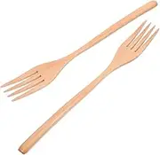 Ciieeo 2pcs Wooden Salad Forks Cooking Utensils for Mixing Serving and Stirring Natural Wood Forks for Pasta Salad and Home Kitchen Use