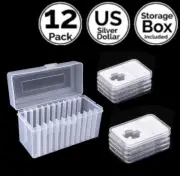12 Pack 1.6 IN 40.6mm Slab Coin Snap Holder w/ Slot Box Fit 4 US Silver Eagle