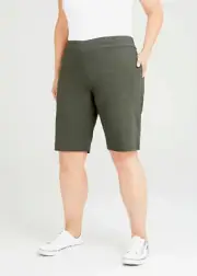 Taking Shape Shorts Plus Size 20 ts Stretch Viscose Blend Olive Pockets R$90 NEW