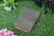 Vintage Leather Journal Book Of Shadow Antique Deckle Paper Lock closer 7x5 inch