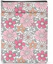 Retro Floral Book Sleeve Book Cover Pink Flowers Book Protector with Zipper Christmas Birthday Gifts for Women Girls Readers Teacher Friend Bibliophile Book Lovers Gifts Book Accessories