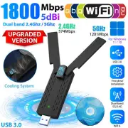 1800Mbps WiFi6 Adapter Dual Band Wireless USB 3.0 Highspeed for PC Windows 10/11