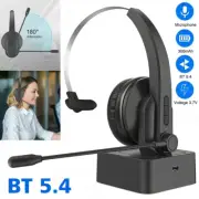 Bluetooth Headset with Mic Charging Base Wireless Headphones for PC Call Center