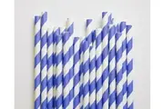 200 Pack Blue White Drinking Straws Biodegradable Eco Paper Birthday Party Event Bistro Bar Cafe Take Away