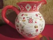 RED & WHITE BARBECUE SAUCE PITCHER~