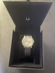 NEW Bulova Men's Quartz Stainless Silvertone Case Wrist Watch Model 96A28 + Box
