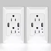 2PCS Dual USB Outlet Charger with LED Night Lights Sensor Electrical Lightings
