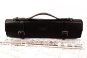 Genuine leather flute bag. Flute carry bag. Flute case. Flute holder. BLACK