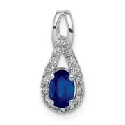 14k White Gold 1/10 Ct. Lab Grown Diamond VS/SI and Lab Created Blue Sapphire Pendant