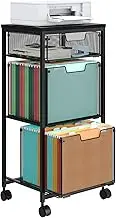 Sbanmao 3 Drawer Mobile File Cabinet for Home Office, Rolling Filing Cabinet on Lockable Wheels, Hanging File Folders Organizer, Utility Cart Storage and Organizer, Printer Stand, Black