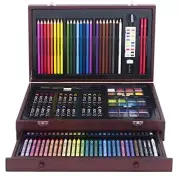 Drawing Pencils Color Art Set 142 Piece Artist Sketch Kit Deluxe Wood Case Gift