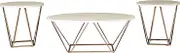 Signature Design by Ashley Tarica Modern 3 Piece Set, Includes Coffee & 2 End Tables, White & Gold