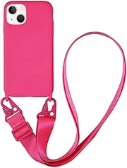 CQUUKOI Compatible with iPhone XR,Crossbody Phone Case with Lanyard Cute Soft Silicone Case with Adjustable Shoulder Strap Shockproof Protector Compatible with Women Girls Rose Red
