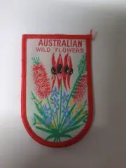 ORIGINAL RETRO Souvenir Patch Fabric Woven Australia Wild Flowers Souvenir C16